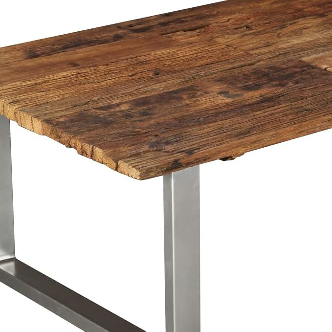 Multicolor Solid Reclaimed Wood Coffee Table, Industrial Wrought Iron Frame - Image 7