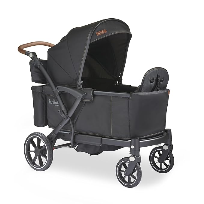 Larktale Adjustable Stroller, 2 Seater Kids Wagon, 120 Pound Capacity, Sprout V2, Black