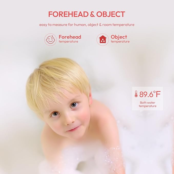 Forehead Thermometer for Adults, Kids & Babies, No-Touch Digital Thermometer with LCD Backlight Display, FSA HSA Eligible, Fever Alarm and 1s Instant Reading - Pink