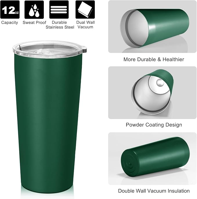 VEGOND 20oz Tumbler Stainless Steel Tumbler with Lid And Straw Vacuum Insulated Double Wall Travel Coffee Mug(dark green package 6)