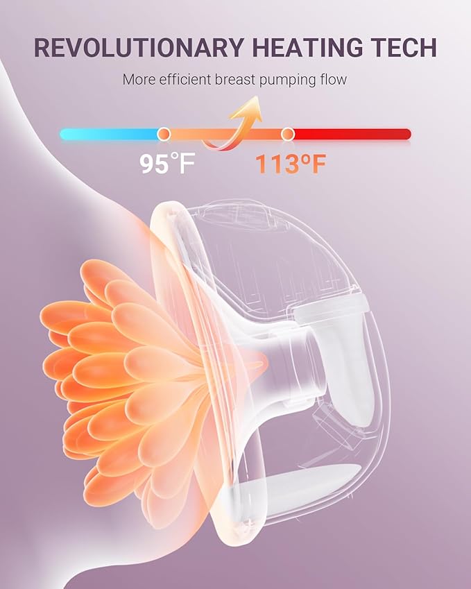 Heated Breast Pump Hands Free, Industry-Leading Heating Tech, Innovative Magnetic Charging Base, App Discreet Control, 20pcs Breastmilk Storage Bags Included, Hospital-Grade Suction, 2 Pack