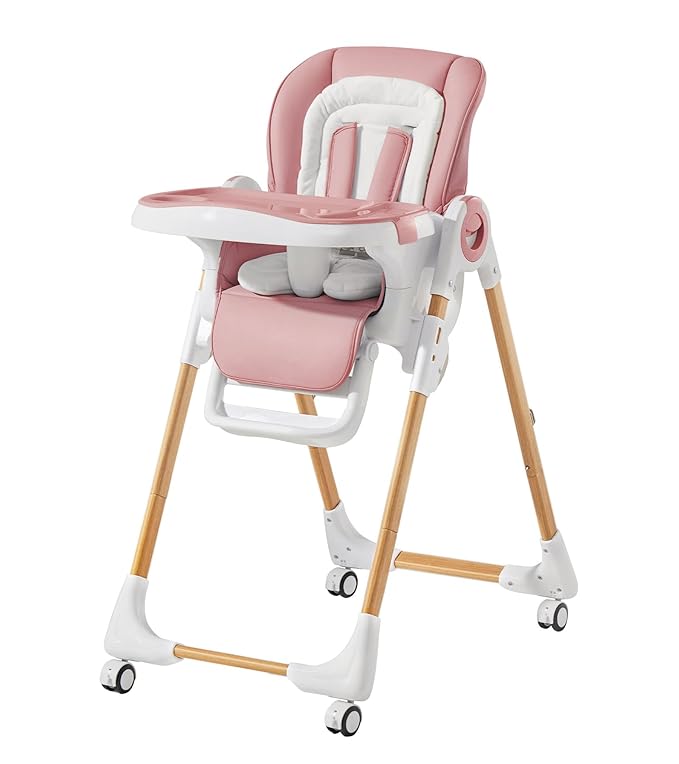 Mallify Convertible High Chairs for Babies and Toddlers, Height Adjustable Baby High Chair, High Chair with Removable Tray, Adjustable Backrest, Portable Baby Dinning Chair with Lockable Wheels