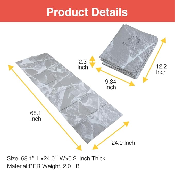 Folding Yoga Travel Pilates Mat Foldable Easy to Carry to Class Beach Park Tear resistant Travel Picnics 4mm Thick 9 Colors