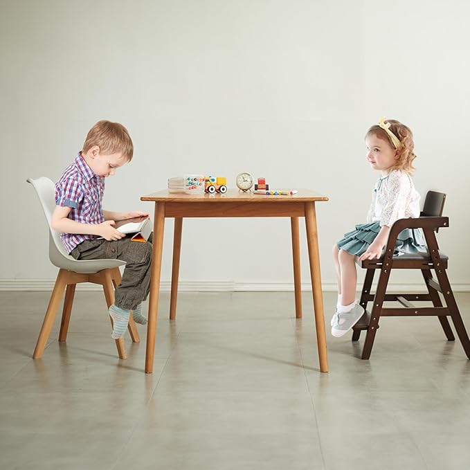 Solid Wood high Chairs for Toddlers,High Chair Grows with Kid for Dining, Study Chair for Children, Walnut Color