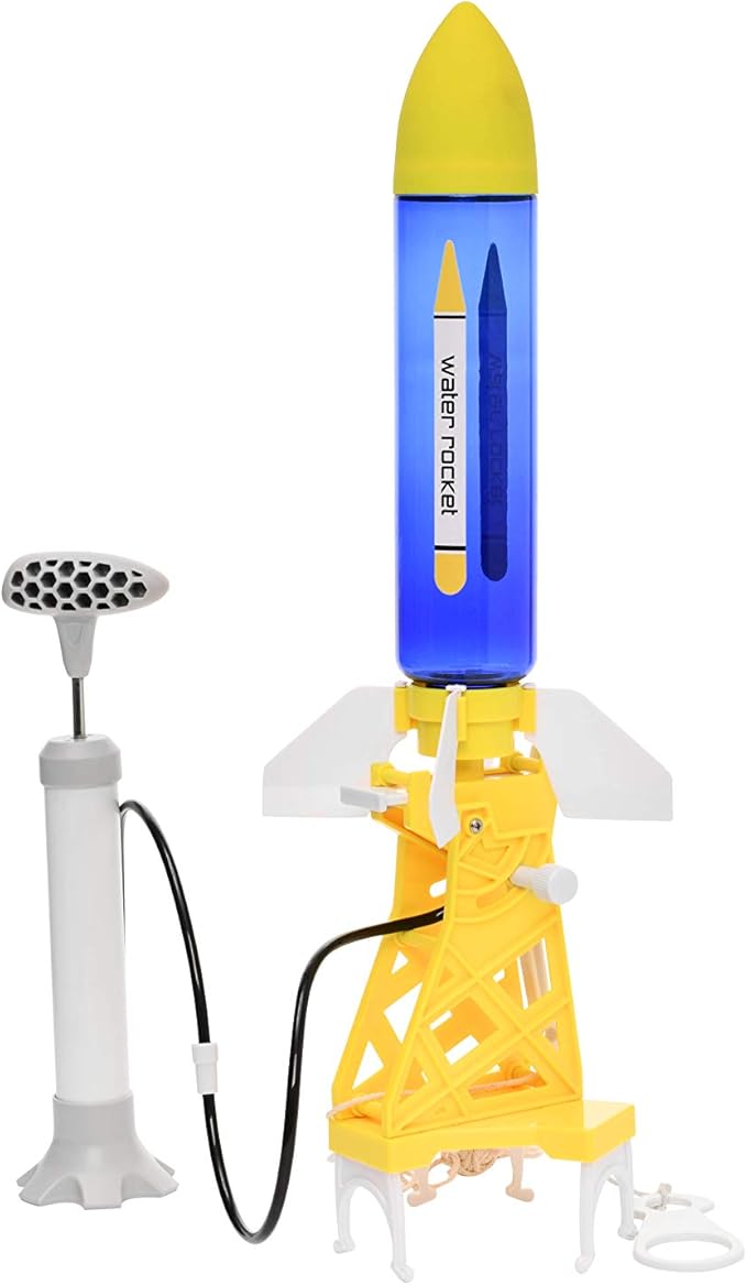 PLAYSTEM Outdoor Water Powered Rocket Physics Learning Set-with Rocket Tail, Body and Pump DIY Rocket Science Experiment Kit- Space STEM Outdoor Toys Gift for Kids,Teens, Boys & Girls