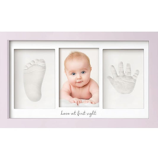 Baby Hand and Footprint Kit - Clay Handprint Keepsake Frame, Newborn Nursery Picture Frame, Personalized New Mom Gifts for Baby Shower & Registry (Soft Lilac)