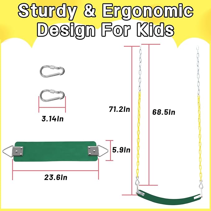 Swing Set for Kids with Chain-Play Swing for Adults with Stainless Steel Mental Taiangle Ring-Suitable for Family Backyard-Play Swing Set (AB010002-6)