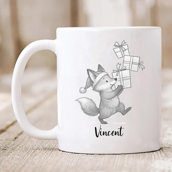 Fox Coffee Cup 11 Oz 15 Oz, Personalized Fox Mug Gift For Men Women Foxes Lover Daughter Son, Customized Name Animal Accent Coffee Mug, Foxes White Ceramic Cup Gift For Birthday Christmas Holiday