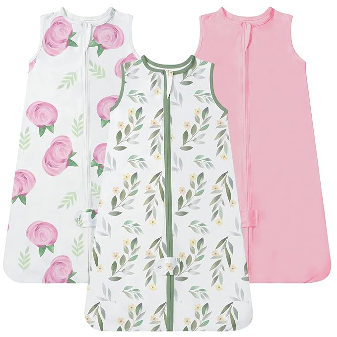 TotAha Sleep Sack 12-18-24 Months 3 Pack,Buttery Soft Wearable Blanket Baby Sleeping Bag with 2-way Safe Zipper, 0.5 TOG, Baby Girl