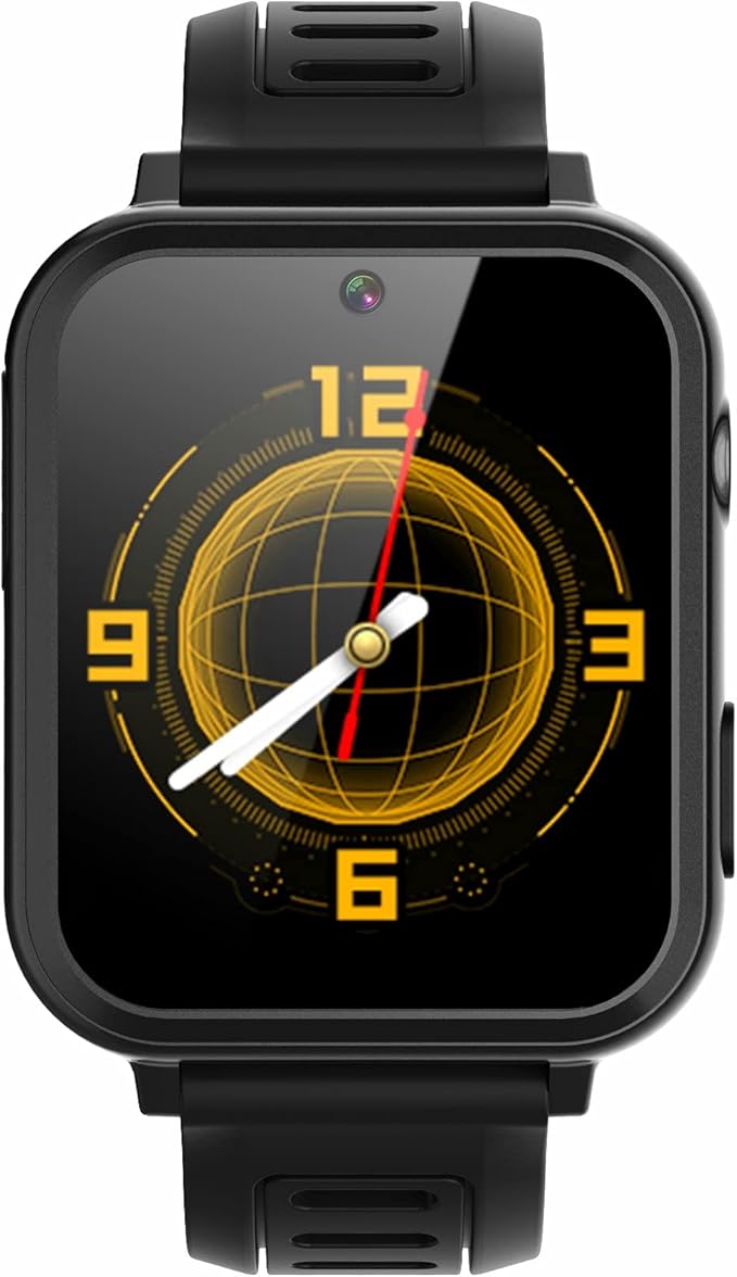 Smart Watch for Kids 4-12 Years Boys Girls,Smartwatch,Aluminum Case with Pink Sport Band,24 Games Camera Voice Music Video Player Recorder,Pedometer Flashlight, Birthday (Black)