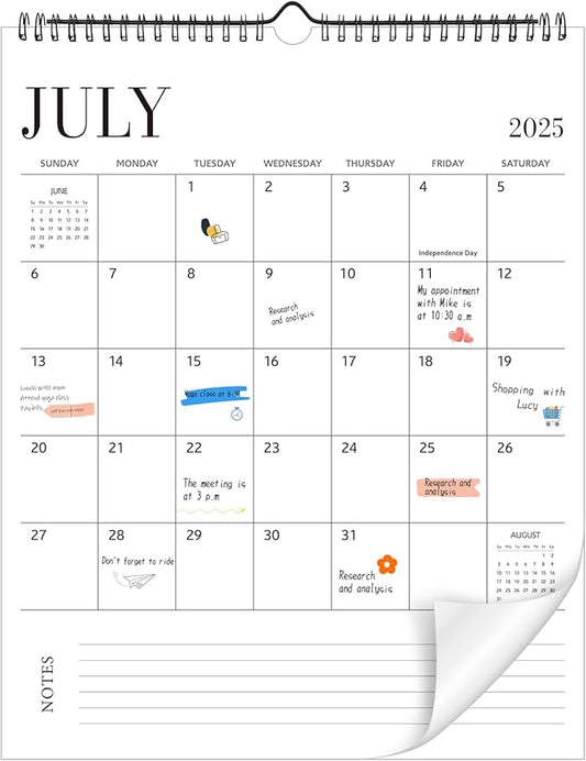 Wall Calendar 2025-2026, 18 Month Calendar from July 2025 to December 2026 14.5" x 11.8" Large Desk Calendar with Twin-Wire Binding for Home Office Planning Personal Organisers, Simple Style