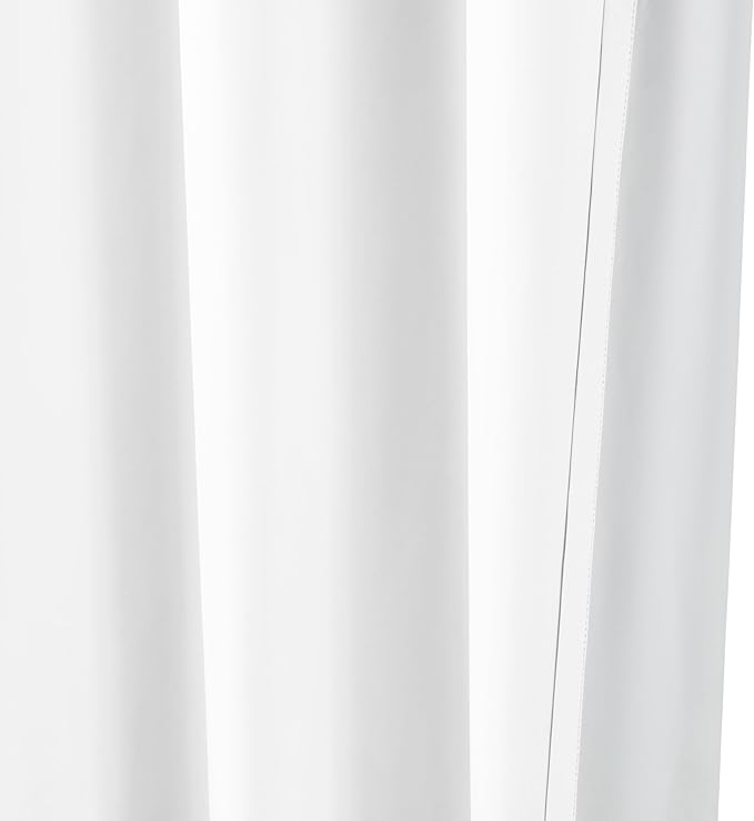 Amazon Basics Light Blocking Room Darkening Blackout Window Curtain with 2 Panels Grommets, for Living Room and Bedroom, 52 x 63 inches, White - Set of 2