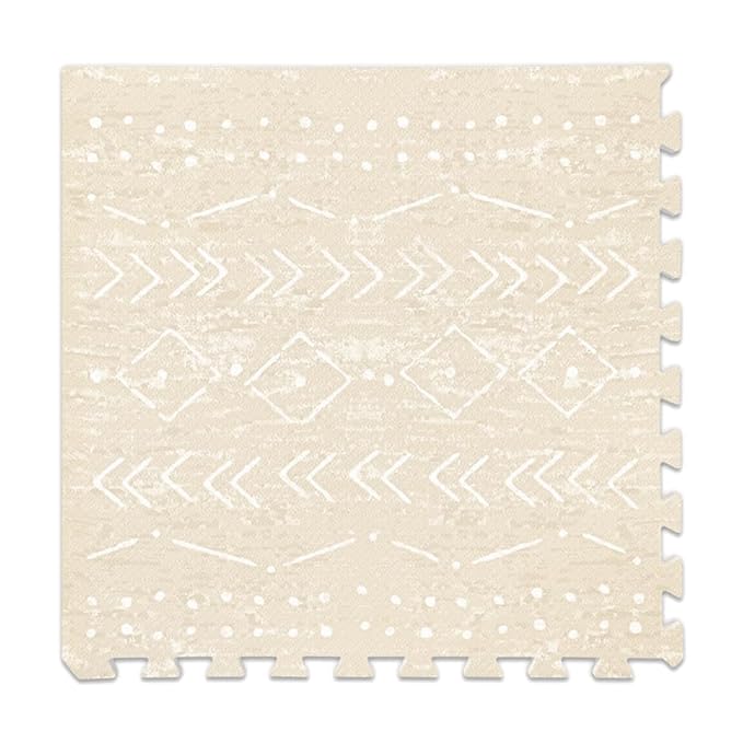 Lillefolk Baby Foam Play Mat - Baby Playmat | Tiles Interlocking Mat - Foam Baby Mat for Babies & Toddlers - Non Toxic Play Mat for Baby Tummy Time Mat Super Luxe Size 8x8 ft (16 Tiles), Beige
