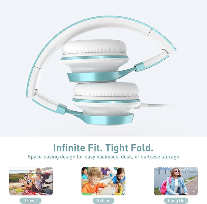 AILIHEN Kids Headphones for School Boys, Headphones with Microphone for Chromebook Laptop Computer Smartphone, 3.5mm Foldable Lightweight Headset for Teen Teenager (Lime Green)