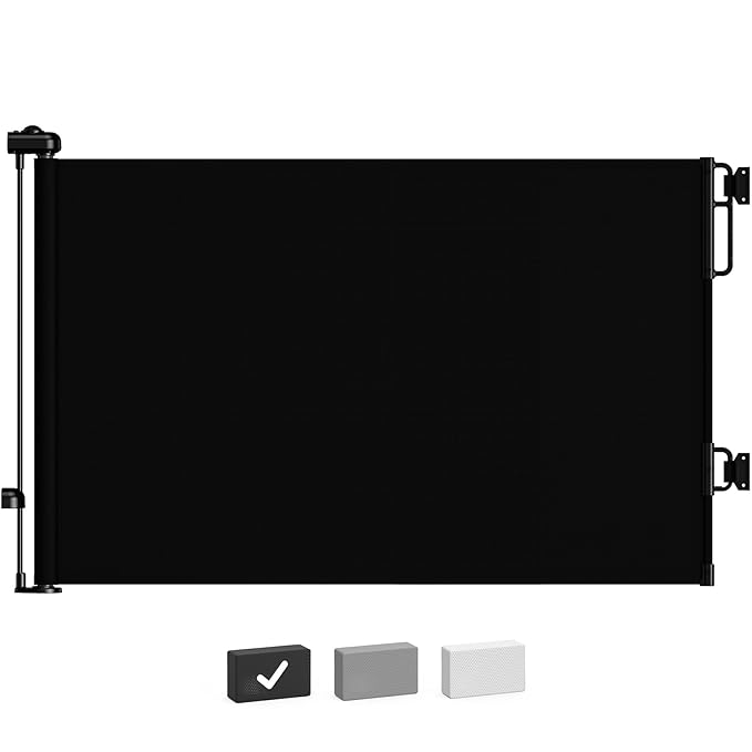 Cumbor Retractable Baby Gates for Stairs, Mom Choice Award Winner-55 Wide Mesh Dog Gate for Doorways, 34" Tall Easy to Use Pet Fence for The House, Toddler Safety Essentials Indoor&Outdoor, Black