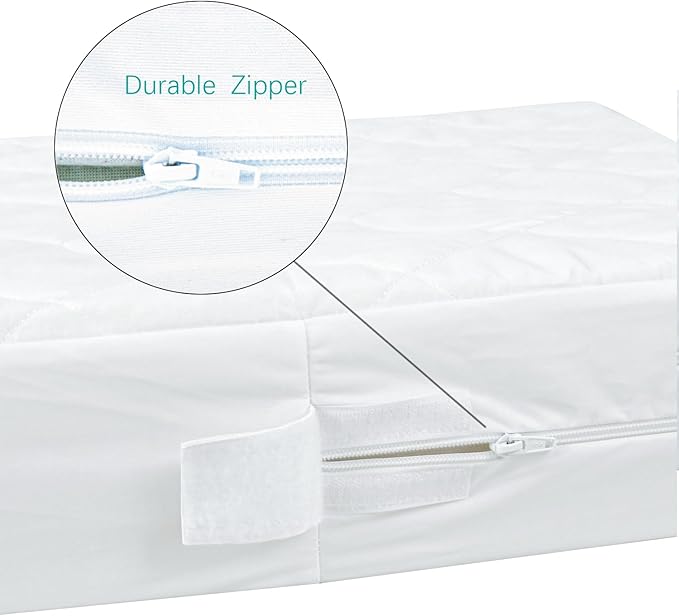 Zippered Crib Mattress Protector - Waterproof Crib Mattress Encasement, Breathable and Absorbent, 6 Sides Fully Encased Cover, 2 Pack, Microfiber