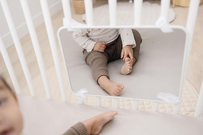 Baby Mirror - Large Crib Mirror - Double-Sided with High Contrast Images - Baby Safe Mirror - NICU Approved - Shatterproof with Hospital Grade Rubber by Genius Baby Toys