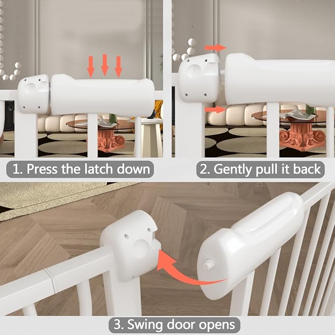 Fairy Baby Extra Wide Baby Gate for Dogs Pressure Monuted Safety Gate for Living Room, Fits 62 Inch to 67 Inch with Pressure Mounted Extention Kit, White