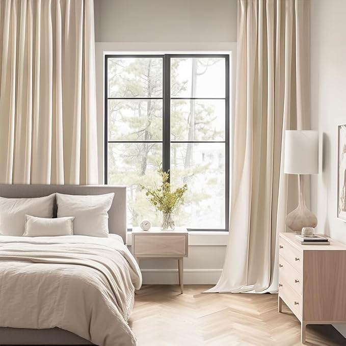 MIULEE Back Tab Cream Beige Curtains 120 Inch Long 2 Panels Set for Living Room Bedroom, Ivory Rod Pocket/Pinch Pleated Light Blocking Extra Long Thermal Insulated Room Darkening Blackout Drapes