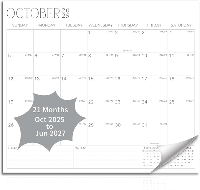 2025-2027 Magnetic Fridge Calendar 21 Monthly Magnetic Calendar for Refrigerator Planner Runs from October 2025 Until June 2027 Easy Organizing Markers Tearable (Simplicity)