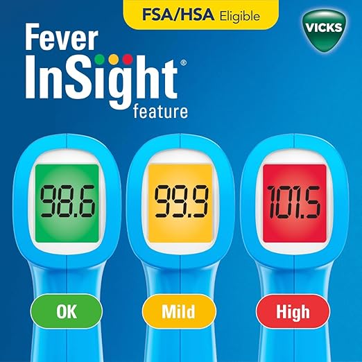 Vicks Non-Contact Infrared Thermometer for Forehead, Food and Bath – Fast, Reliable, and Clinically Proven Accuracy for Adults, Babies, Toddlers and Kids