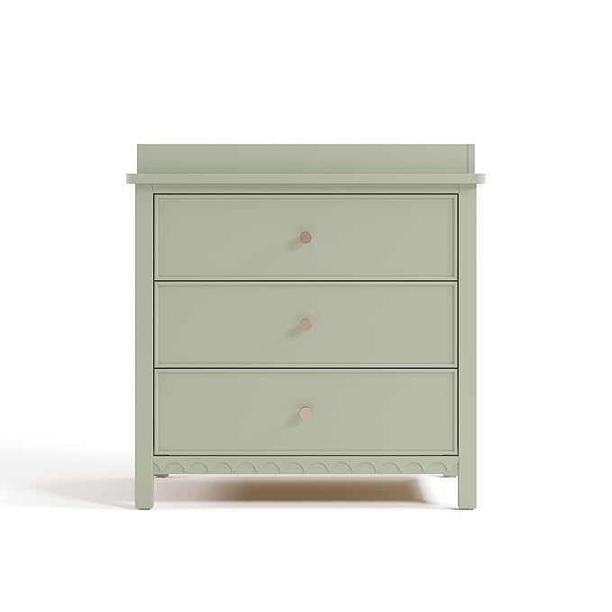 Graco Sasha 3-Drawer Chest with Changing Table Topper (Sage) – GREENGUARD Gold Certified, Nursery Bedroom Wood Chest with Spacious Storage, Interlocking Drawer System, Pre-Installed Tracks