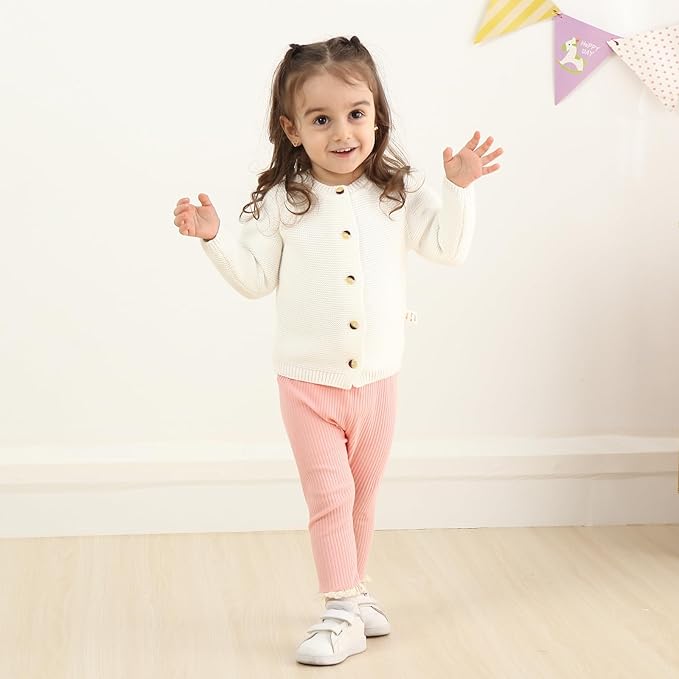 Newborn Toddler Baby Girl Pants Leggings Ribbed Straight Flare Infant Girl Pants Leggings Bell Bottoms 5 Packs