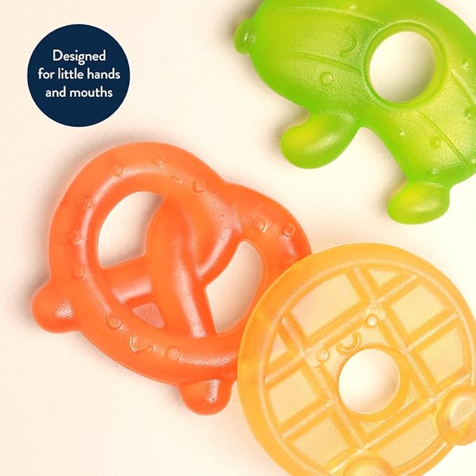 Itzy Ritzy Water-Filled Teethers - Cold Cutie Coolers Textured On Both Sides to Massage Sore Gums & Emerging Teeth - Can Be Chilled in Refrigerator, Set of 3 Silly Foods Teethers