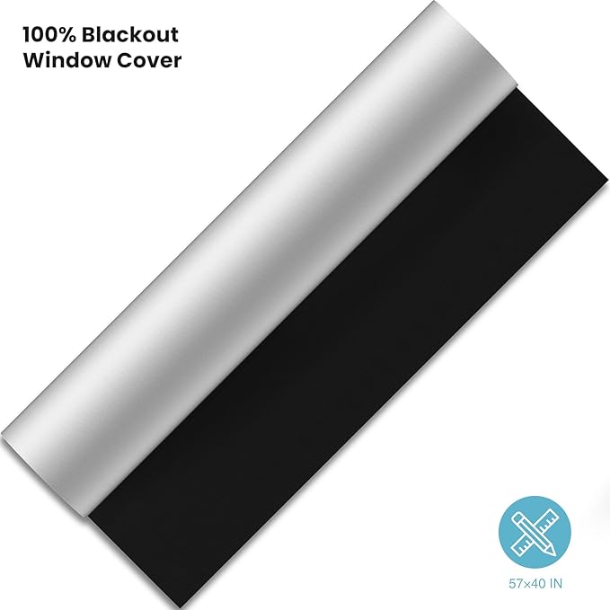 Temporary Blackout Curtains 40" x 57", 100% Blackout Shades for Window, Portable Black Out Blinds with Hook & Loop Stickers, No Drill, UV Protect Black Out Window Shades for Baby Travelers Bedroom