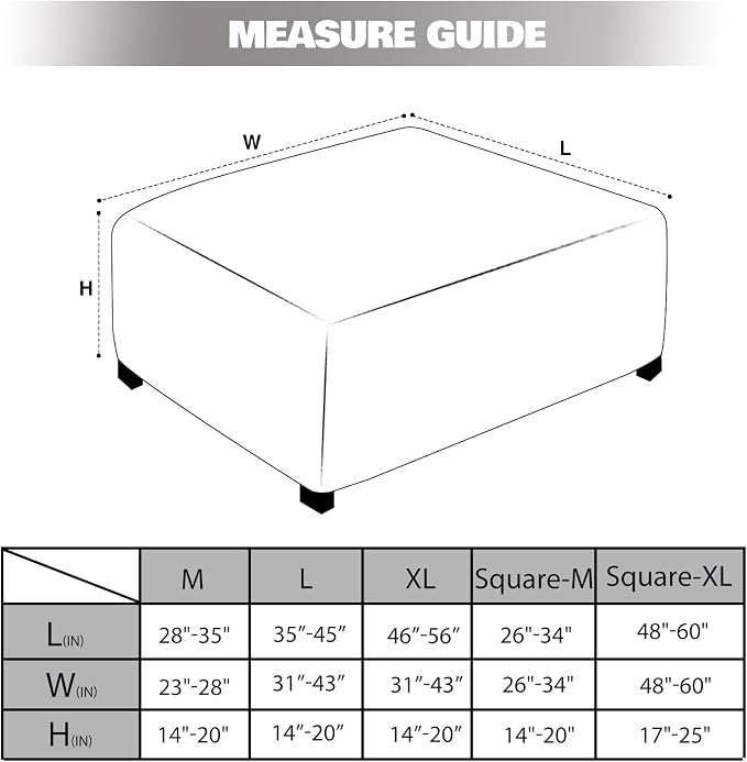 NeColorLife Rectangle Ottoman Cover Jacquard Fabric Slipcover Thick Stretchable - Image 4