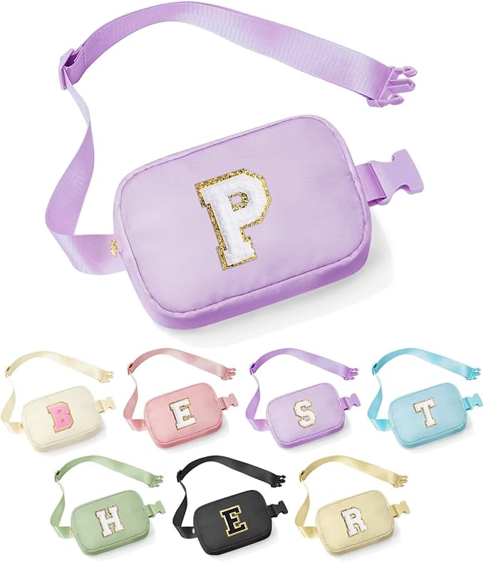 YOOLIFE Gifts for Girls - 5-16 Year Olds, Preppy Teen Girl Gifts, Purple Initial Crossbody Bag