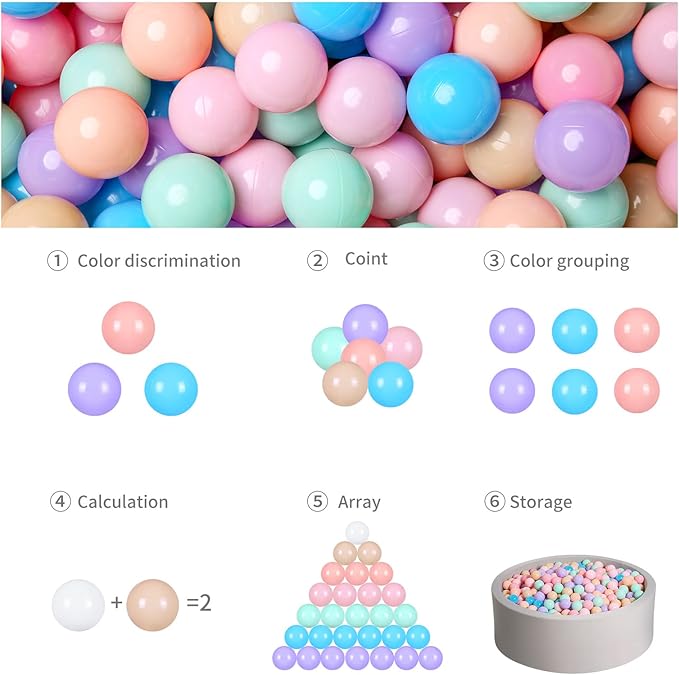 GOGOSO Ball Pits Balls for Toddlers Pack of 50 100 200 Plastics Shape Ball Non-Phthalate Non-BPA Non-Toxic 2.2-Inch Crush Proof Play Balls