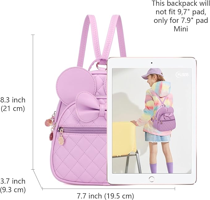 KL928 Girls Bowknot Polka Dot Cute Mini Backpack Small Daypacks Convertible Shoulder Bag Purse for Women