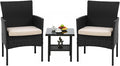 FDW 3 Pieces Patio Furniture Set Outdoor Wicker Bistro Sets Modern Rattan Chair by FDW