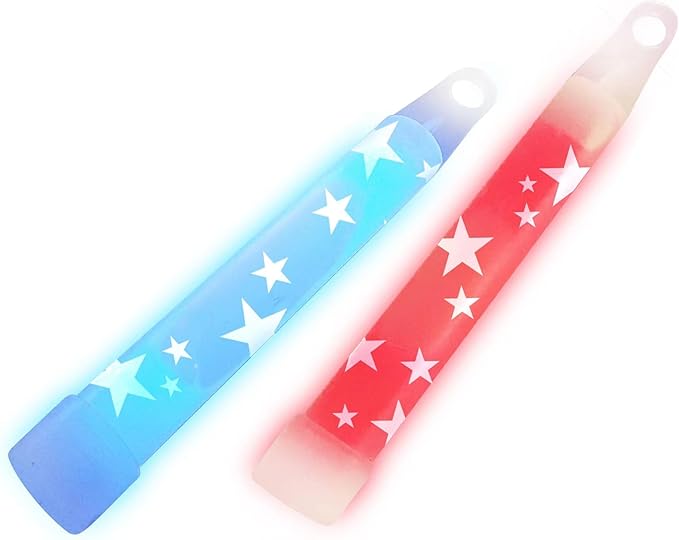 Glow Fever Bulk 100ct Red White Blue 4" Glow Sticks, Glow in The Dark, Light Sticks for 4th of July Party Supplies National Memorial Day Party Favors Fireworks Accessory Game Prizes or Treats