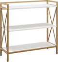Leick Home Claudette Bookshelf, Satin Gold, 3 Shelves, Easy Assembly, 12 in D x by LeickFurniture
