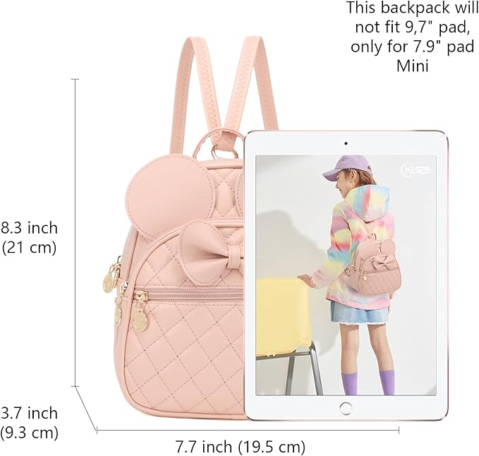 KL928 Girls Bowknot Polka Dot Cute Mini Backpack Small Daypacks Convertible Shoulder Bag Purse for Women