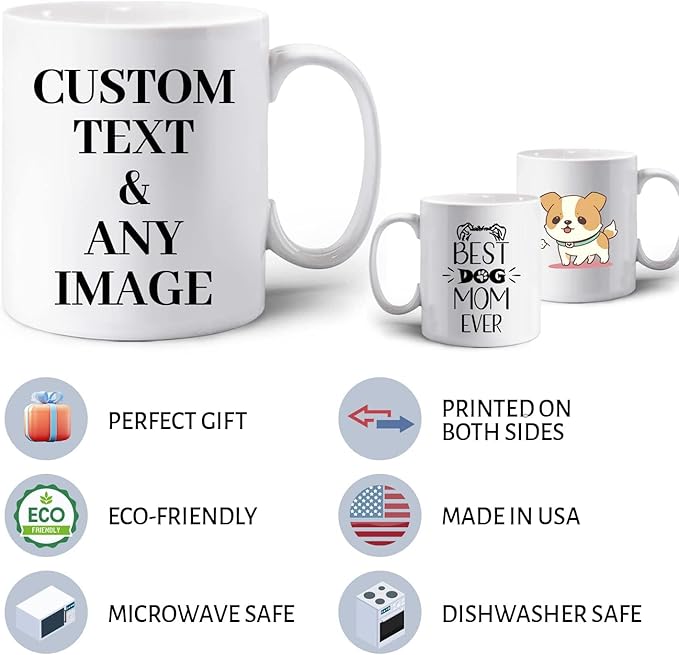 Personalized photo Mug Custom Mug Design Your Own Style with Words Picture, 11oz Multiple Colors Personalized Gifts Custom Cups for Birthday Anniversary Christmas, Party Favors Mug Wholesale