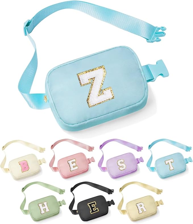 YOOLIFE Birthday Gifts for 4 5 6 7 8 9 10 11 12 13 14 Year Old Girls - Initial Fanny Pack Belt Bag Purse for Girls Teens Daughter Sister Niece, Personalized Trendy Stuff for Teen Girl Kids | Blue Z