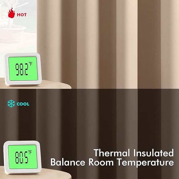 MIULEE Beige Blackout Curtains for Bedroom Living Room 90 Inches Long 2 Panels, Thermal Insulated Room Darkening Drapes Solid Grommet Top Noise Reduction Light Blocking Window Treatments 40x90 Inch