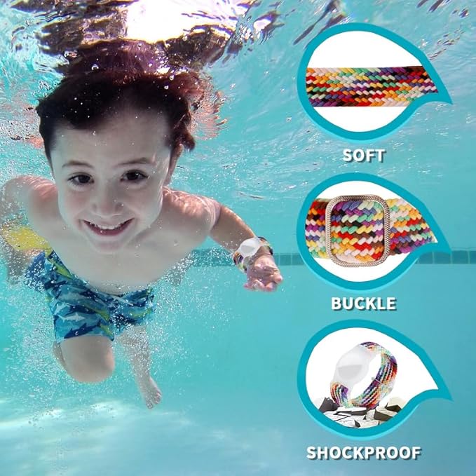 2 Pack Kids Bracelet Compatible with AirTag, GPS Kid Tracker Holder Braided Wristband for Apple Air Tag, 2022 Upgraded Nylon Adjustable Anti Lost Airtag Watch Band for Kids Children Elders