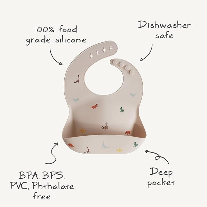 mushie Silicone Baby Bib | Adjustable Fit Waterproof Bibs (Cherries)