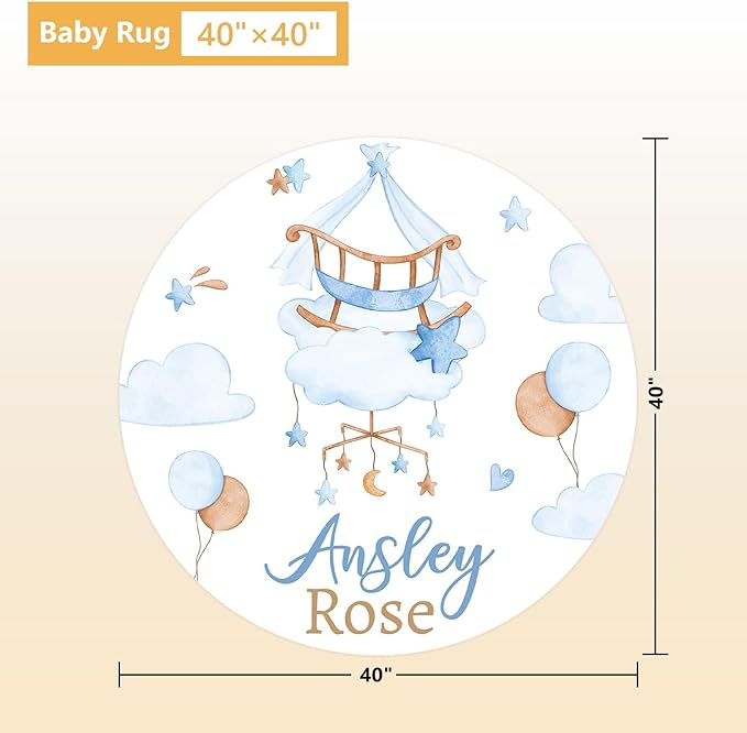 Personalized Baby Crib Bedding Set, 5 Pcs Custom Name Baby Crib Set with Double Layer Blanket, Soft Blue Moon Bear Nursery Bedding Set for Girls Boys, Customized Gifts for Toddlers Infants