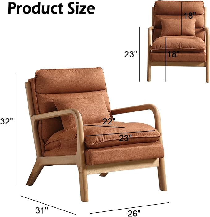 INZOY Mid Century Modern Accent Chair - Image 2