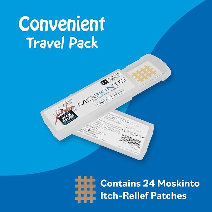 Moskinto, The Original Mosquito Itch Relief Patches for Kids & Adults, Bug Bite Patches Soothe Swelling & Itching Instantly, Anti Itch Bug Bite Relief, Suction Tool Alternative Travel Pack, 24 Count