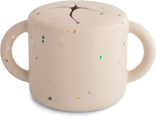 mushie Silicone Snack Cup | Spill Proof Food Container for Toddler and Baby (Vanilla Confetti)