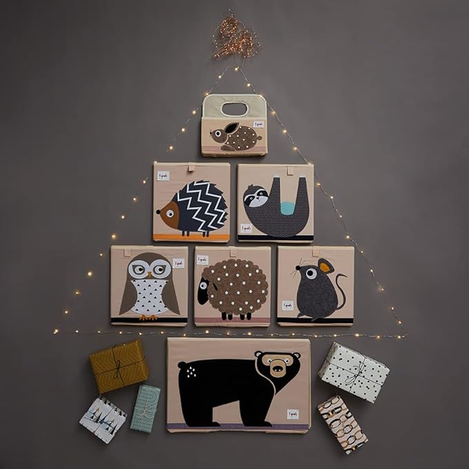 3 Sprouts Toy Storage Organizer: Toy Box Cube Organizer for Playroom, Nursery - Foldable Storage Bin - Hedgehog