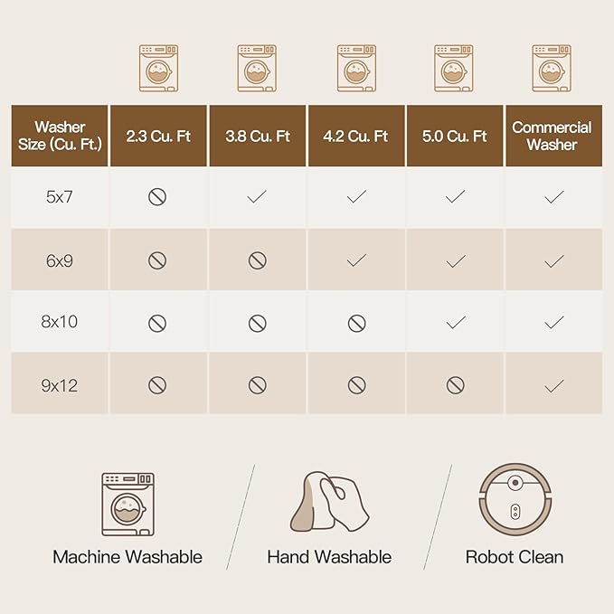 Lofus 9x12 Area Rug for Living Room,Beige Washable Large Rugs with Non-Slip Backing,Soft Neutral Carpets for Bedroom Dining Room Home Office Indoor Nursery