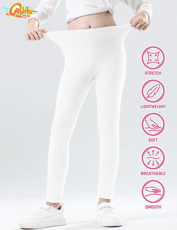 Girls Leggings Cotton Leggings for Toddler Footless Girls Pants Stretchy Baby Girl's Pants Infant Basic Leggings Size 6M -14Y