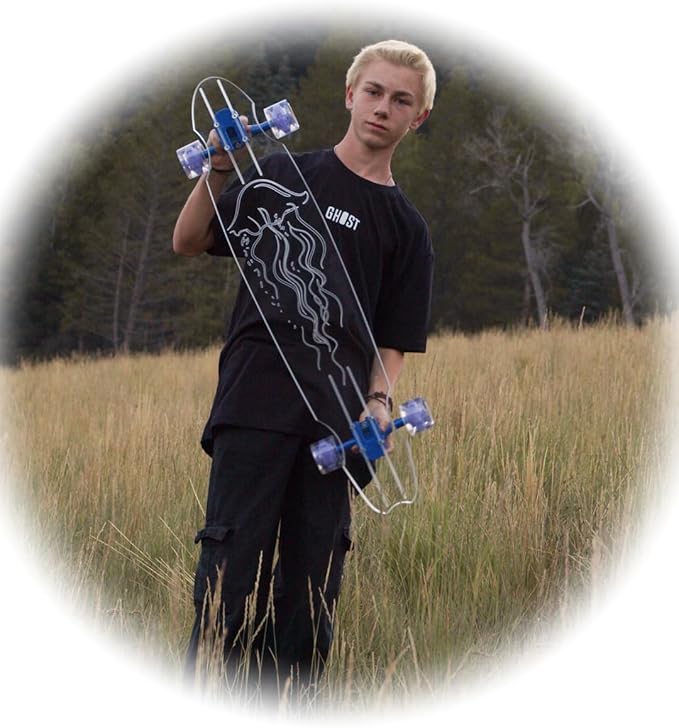 Clear Longboard Skateboard - Transparent Acrylic Long Boards with Light-Up LED Wheels for Smooth Rides - Ride The Streets in Style with Longboard Built for Beginners & Pros Alike